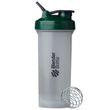 Clear Bottle, green lid BlenderBottle protein shake cup. | Color#clear green_Size#45oz