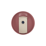 Leak-proof BlenderBottle 2-in-1 Shaker Tumbler lid with the slider closed, ensuring no spills. The bottle has a rosewood lid, a beige flip cap. | Color#Sahara Sunset