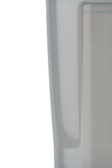 Grey transparent shaker cup with measurement markings. filter:all